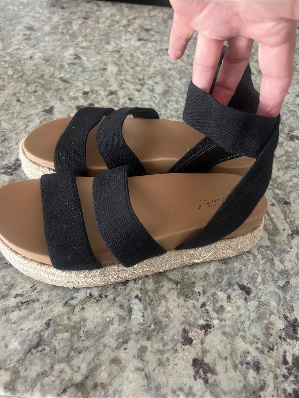 Excellent condition black sandals with ankle strap